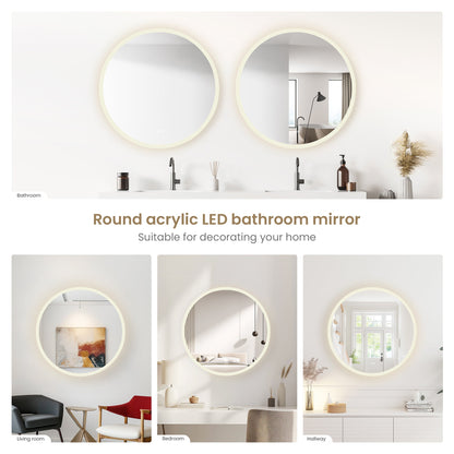Vinnova, Moscow 36 in. W x 36 in. H circular Aluminum Frameless LED Wall Mount Bathroom Vanity Mirror