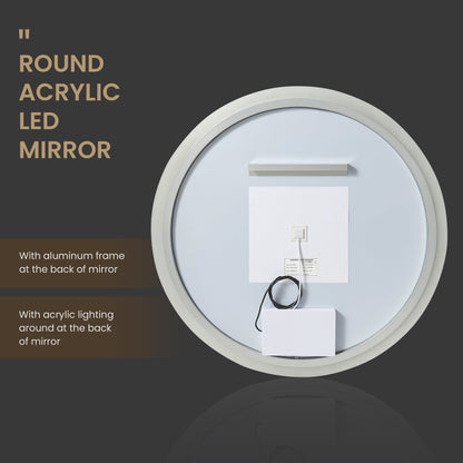 Vinnova, Moscow 36 in. W x 36 in. H circular Aluminum Frameless LED Wall Mount Bathroom Vanity Mirror