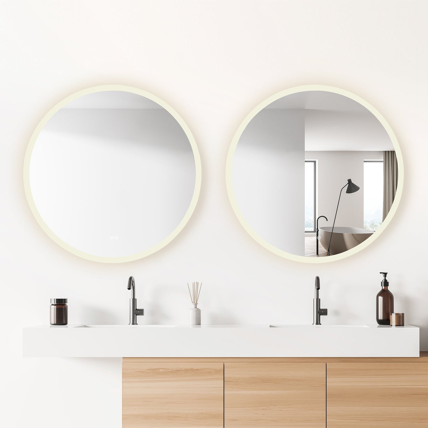 Vinnova, Moscow 36 in. W x 36 in. H circular Aluminum Frameless LED Wall Mount Bathroom Vanity Mirror