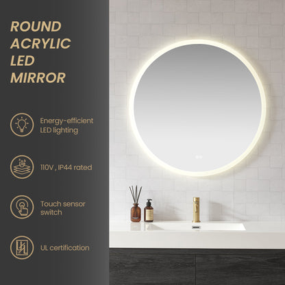 Vinnova, Moscow 36 in. W x 36 in. H circular Aluminum Frameless LED Wall Mount Bathroom Vanity Mirror