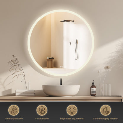Vinnova, Moscow 36 in. W x 36 in. H circular Aluminum Frameless LED Wall Mount Bathroom Vanity Mirror