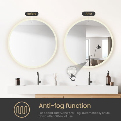Vinnova, Moscow 36 in. W x 36 in. H circular Aluminum Frameless LED Wall Mount Bathroom Vanity Mirror