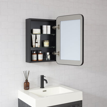Vinnova, Talayuela 16 in. W x 24 in. H Rectangular Aluminum Framed Medicine Cabinet in Brushed Black