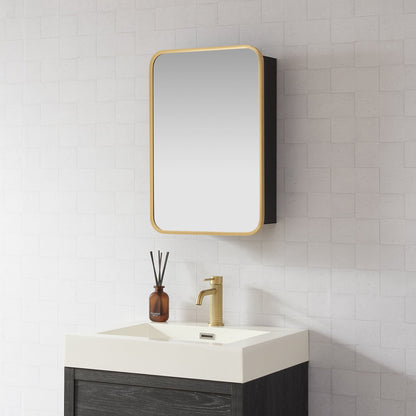 Vinnova, Talayuela 16 in. W x 24 in. H Rectangular Aluminum Framed Medicine Cabinet in Brushed Gold