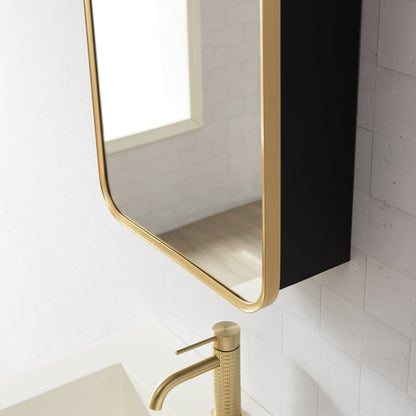 Vinnova, Talayuela 16 in. W x 24 in. H Rectangular Aluminum Framed Medicine Cabinet in Brushed Gold