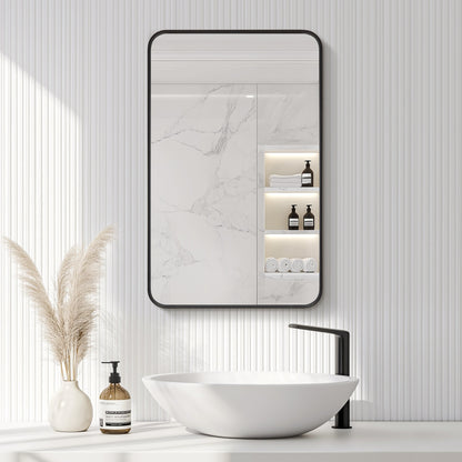 Vinnova, Talayuela 20 in. W x 32 in. H Rectangular Aluminum Framed Medicine Cabinet in Brushed Black