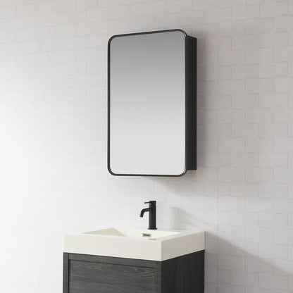 Vinnova, Talayuela 20 in. W x 32 in. H Rectangular Aluminum Framed Medicine Cabinet in Brushed Black