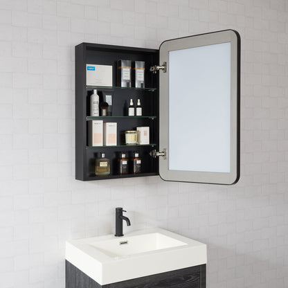 Vinnova, Talayuela 20 in. W x 32 in. H Rectangular Aluminum Framed Medicine Cabinet in Brushed Black