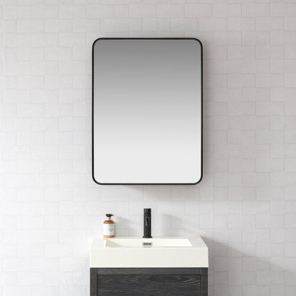 Vinnova, Talayuela 24 in. W x 32 in. H Rectangular Aluminum Framed Medicine Cabinet in Brushed Black