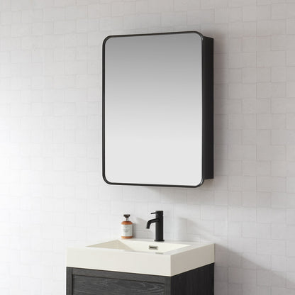Vinnova, Talayuela 24 in. W x 32 in. H Rectangular Aluminum Framed Medicine Cabinet in Brushed Black
