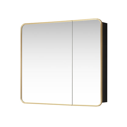 Vinnova, Talayuela 36 in. W x 32 in. H Rectangular Aluminum Framed Medicine Cabinet in Brushed Gold