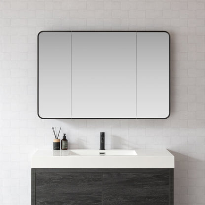 Vinnova, Talayuela 48 in. W x 32 in. H Rectangular Aluminum Framed Medicine Cabinet in Brushed Black