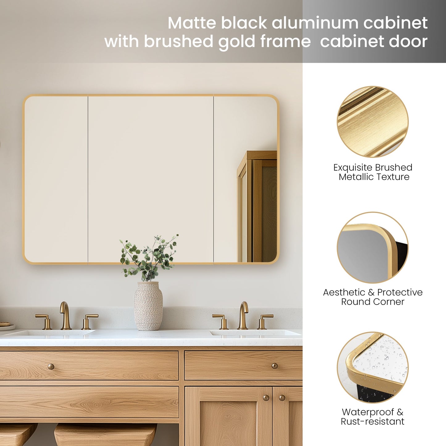 Vinnova Talayuela 48-inch bathroom vanity in Brushed Gold — view 8