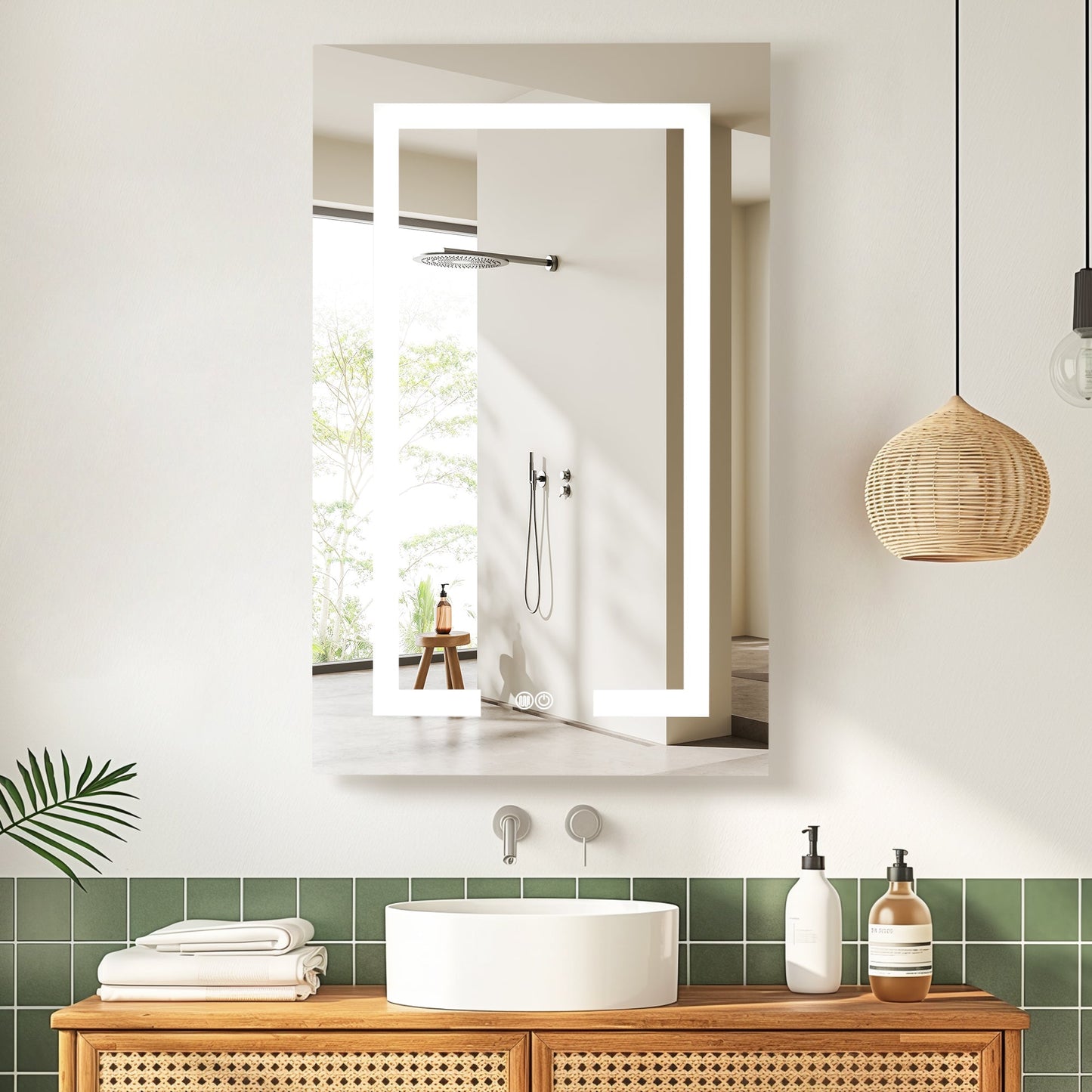 Vinnova, Santona 20 in. W x 32 in. H Rectangular Medicine Cabinet with Aluminum Frameless LED Mirror