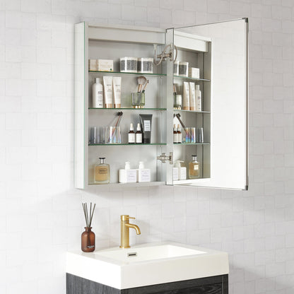 Vinnova, Santona 20 in. W x 32 in. H Rectangular Medicine Cabinet with Aluminum Frameless LED Mirror
