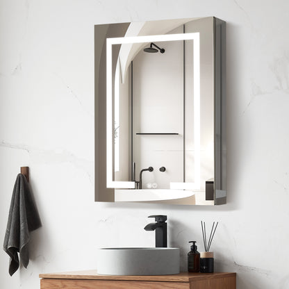 Vinnova, Santona 24 in. W x 32 in. H Rectangular Medicine Cabinet with Aluminum Frameless LED Mirror