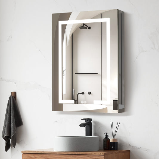 Vinnova, Santona 24 in. W x 32 in. H Rectangular Medicine Cabinet with Aluminum Frameless LED Mirror