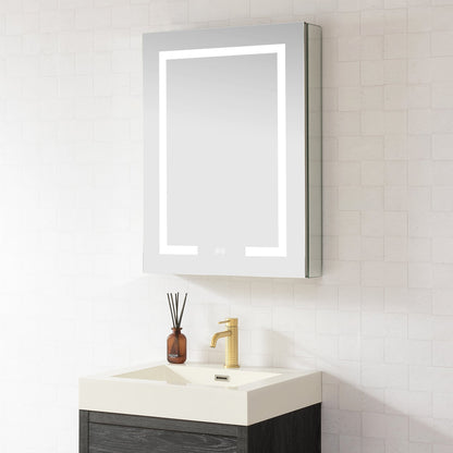 Vinnova, Santona 24 in. W x 32 in. H Rectangular Medicine Cabinet with Aluminum Frameless LED Mirror