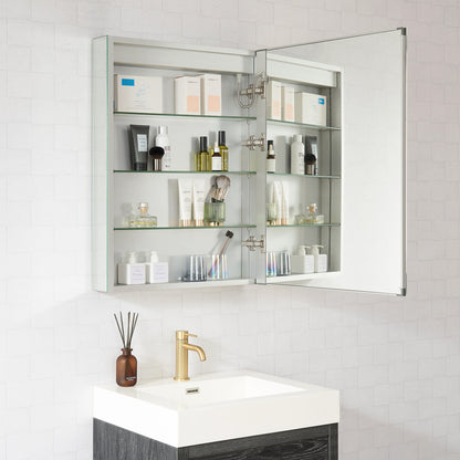 Vinnova, Santona 24 in. W x 32 in. H Rectangular Medicine Cabinet with Aluminum Frameless LED Mirror