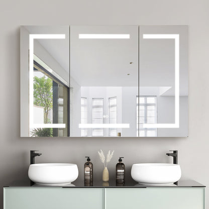Vinnova, Santona 48 in. W x 32 in. H Rectangular Medicine Cabinet with Aluminum Frameless LED Mirror