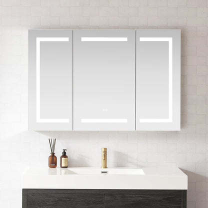 Vinnova, Santona 48 in. W x 32 in. H Rectangular Medicine Cabinet with Aluminum Frameless LED Mirror