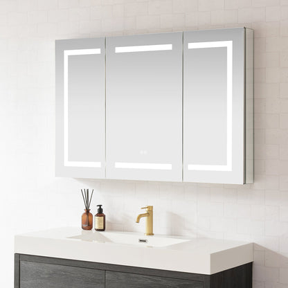 Vinnova, Santona 48 in. W x 32 in. H Rectangular Medicine Cabinet with Aluminum Frameless LED Mirror
