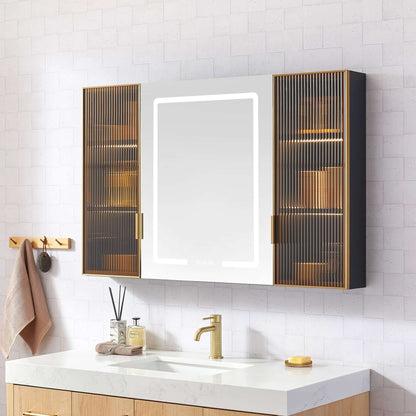 Vinnova, Cervia 47.2 in. W x 29.5 in. H Rectangular Medicine Cabinet with Aluminum Frameless LED Mirror