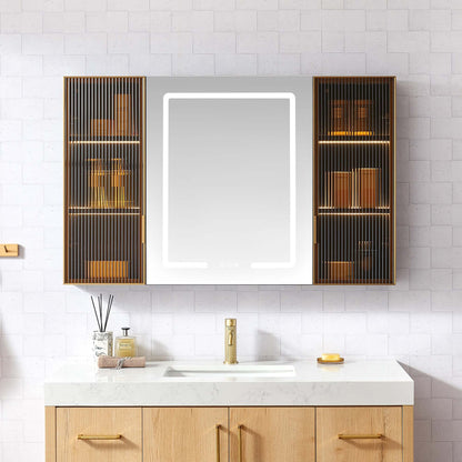 Vinnova, Cervia 47.2 in. W x 29.5 in. H Rectangular Medicine Cabinet with Aluminum Frameless LED Mirror