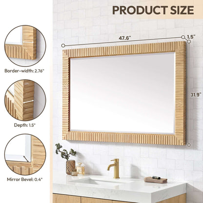 Vinnova, Osaka 48 in. W x 31.9 in. H Rectangle Wood Framed Wall Mount Bathroom Vanity Art Mirror in Washed Ash Grey