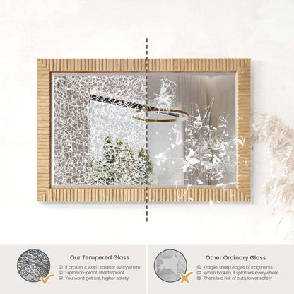 Vinnova, Osaka 48 in. W x 31.9 in. H Rectangle Wood Framed Wall Mount Bathroom Vanity Art Mirror in Washed Ash Grey