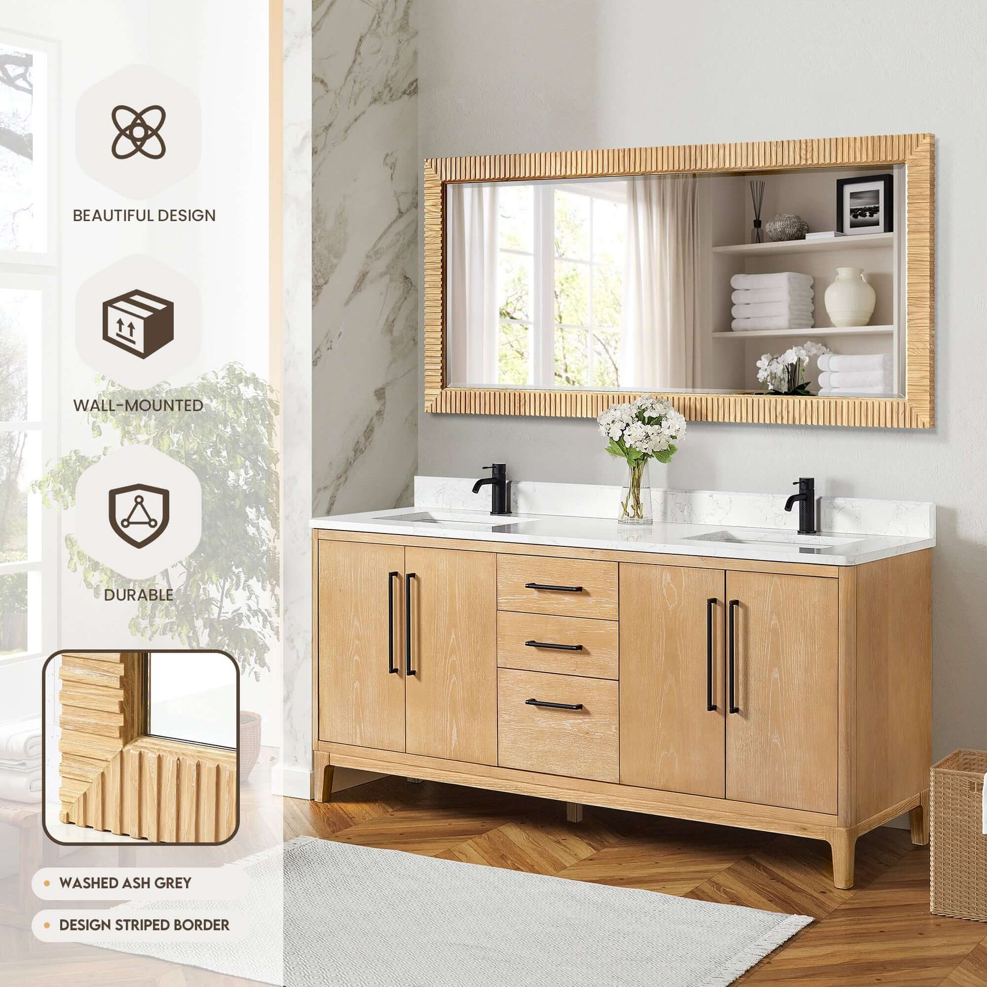 Vinnova Osaka 72-inch wall-mount bathroom vanity in Washed Ash Grey — view 11
