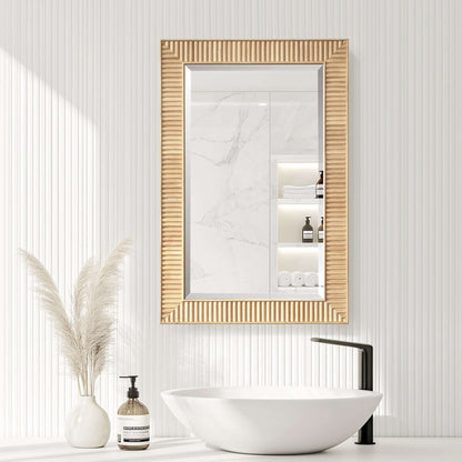 Vinnova, Bangalore 18.5 in. W x 28 in. H Rectangular Wood Framed Medicine Cabinet in Washed Ash Grey