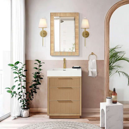 Vinnova, Bangalore 18.5 in. W x 28 in. H Rectangular Wood Framed Medicine Cabinet in Washed Ash Grey