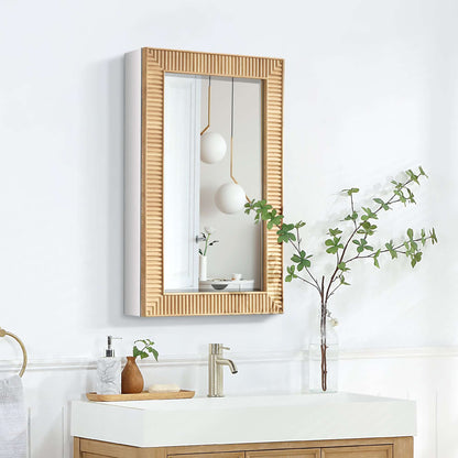 Vinnova, Bangalore 18.5 in. W x 28 in. H Rectangular Wood Framed Medicine Cabinet in Washed Ash Grey