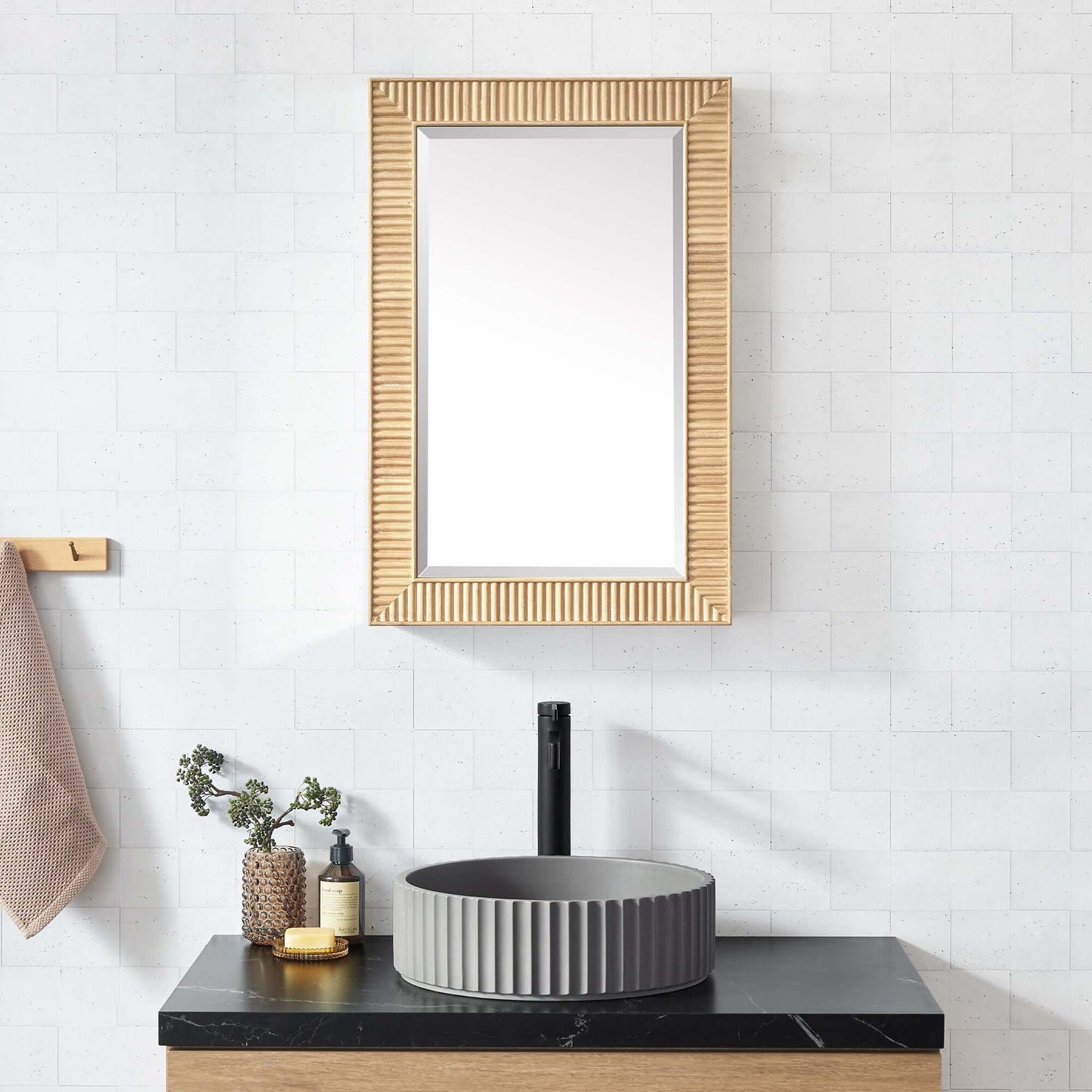 Vinnova, Bangalore 18.5 in. W x 28 in. H Rectangular Wood Framed Medicine Cabinet in Washed Ash Grey