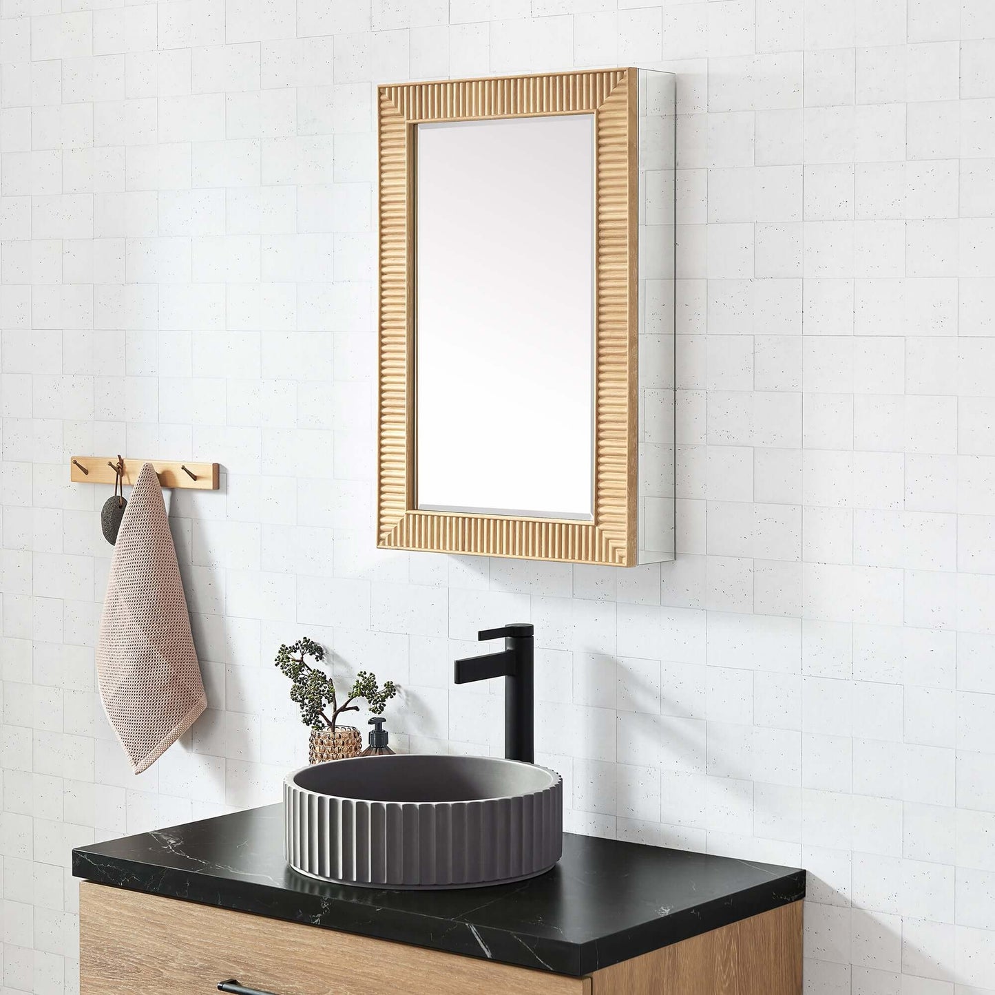 Vinnova, Bangalore 18.5 in. W x 28 in. H Rectangular Wood Framed Medicine Cabinet in Washed Ash Grey
