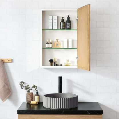 Vinnova, Bangalore 18.5 in. W x 28 in. H Rectangular Wood Framed Medicine Cabinet in Washed Ash Grey