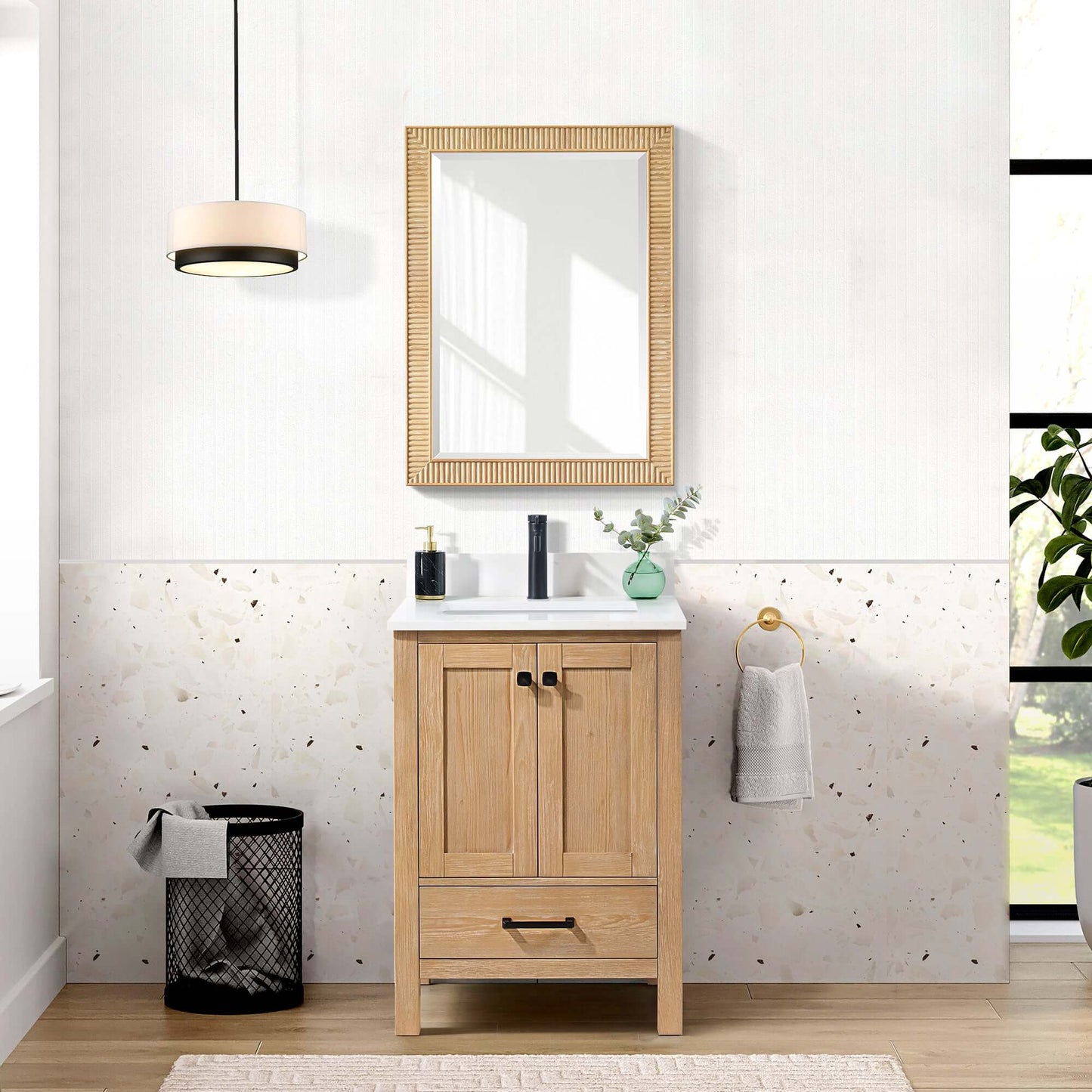 Vinnova, Bangalore 24 in. W x 31.9 in. H Rectangular Wood Framed Medicine Cabinet in Washed Ash Grey