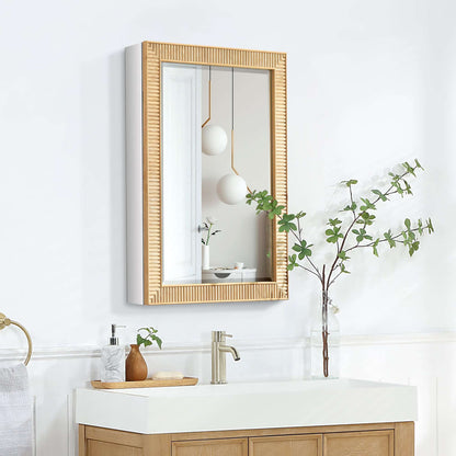 Vinnova, Bangalore 24 in. W x 31.9 in. H Rectangular Wood Framed Medicine Cabinet in Washed Ash Grey