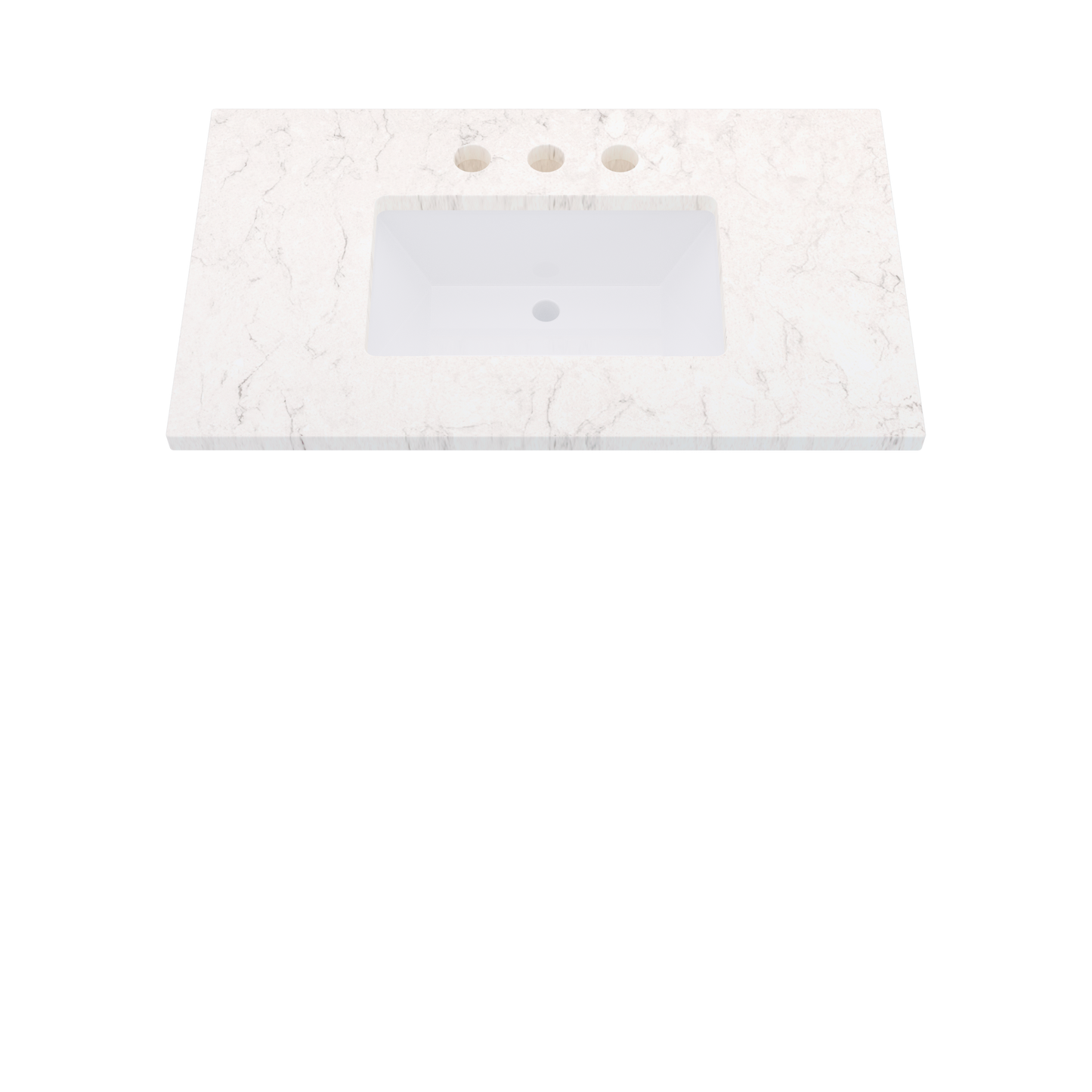 37" Vanderloc Silestone® Quartz Bathroom Vanity Top | Single Rectangle Sink | Centered in Snowy Ibiza