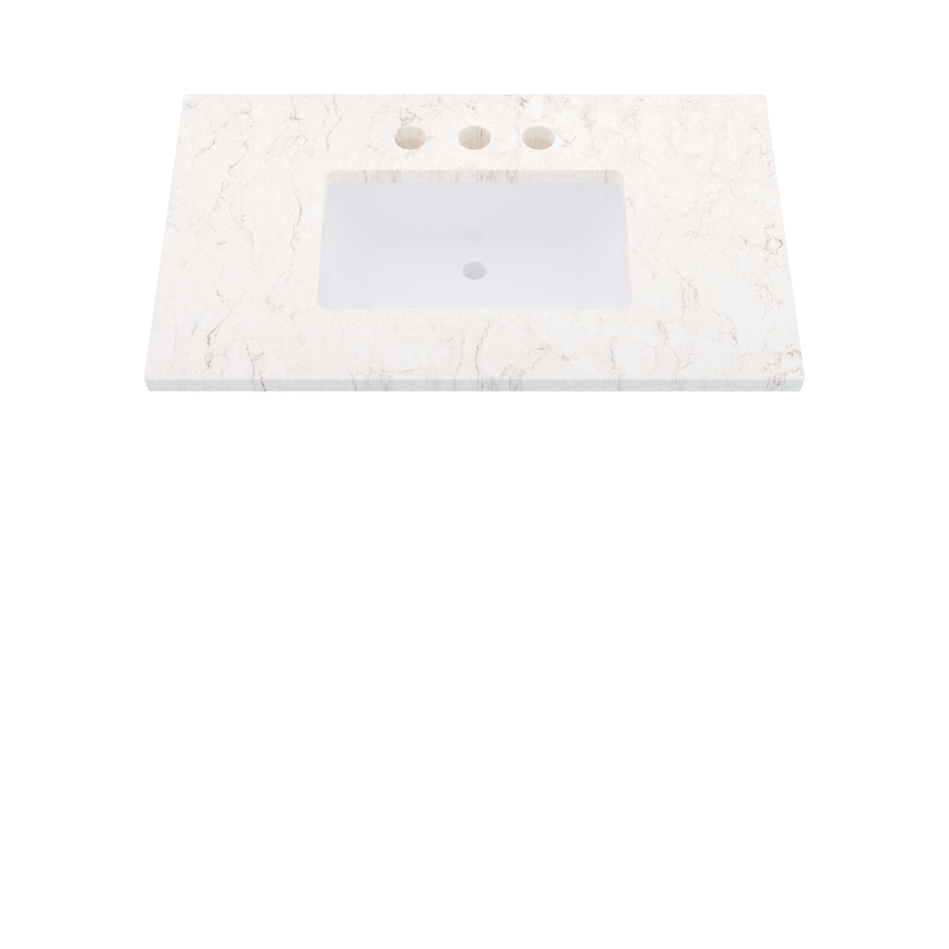 37" Vanderloc Silestone® Quartz Bathroom Vanity Top | Single Rectangle Sink | Centered in Snowy Ibiza