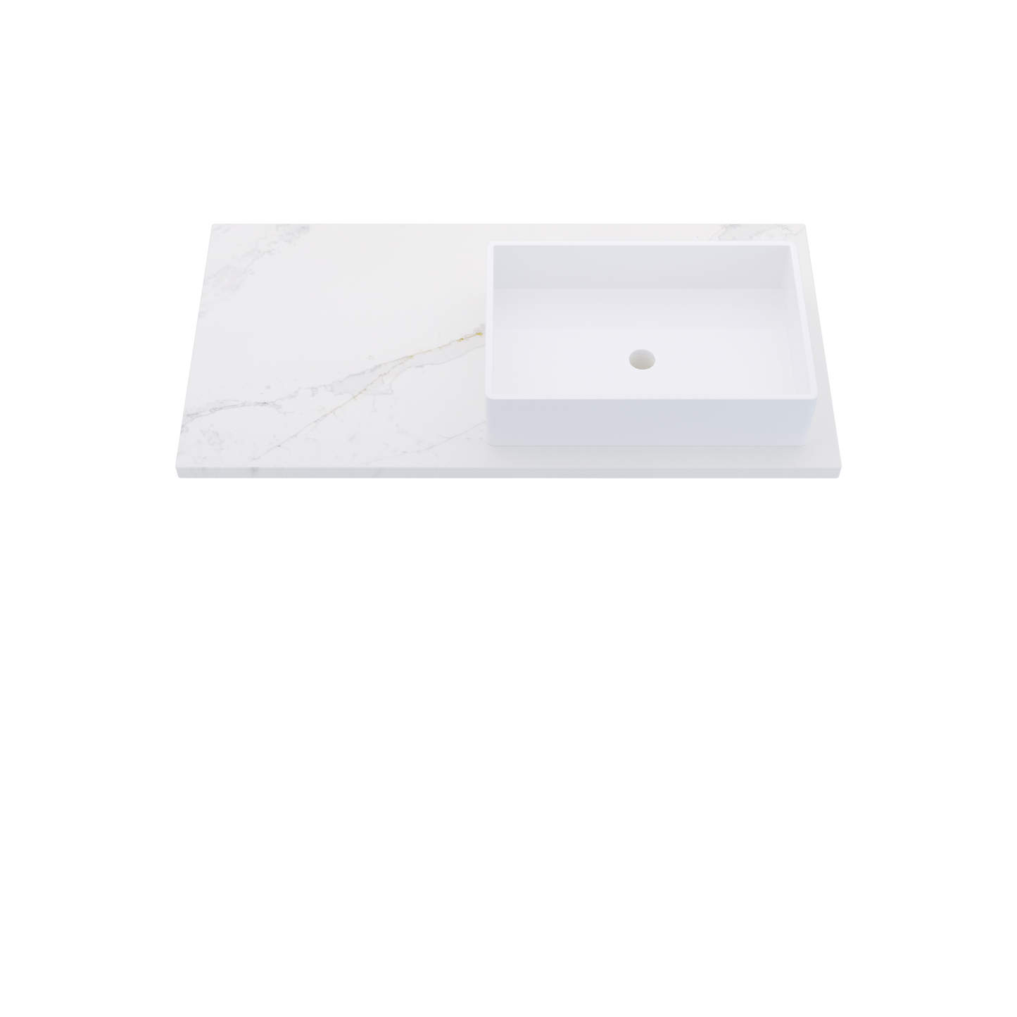 43" Vanderloc Silestone® Quartz Bathroom Vanity Top | Single Vigo Sink | Offset in Et Calacatta Gold