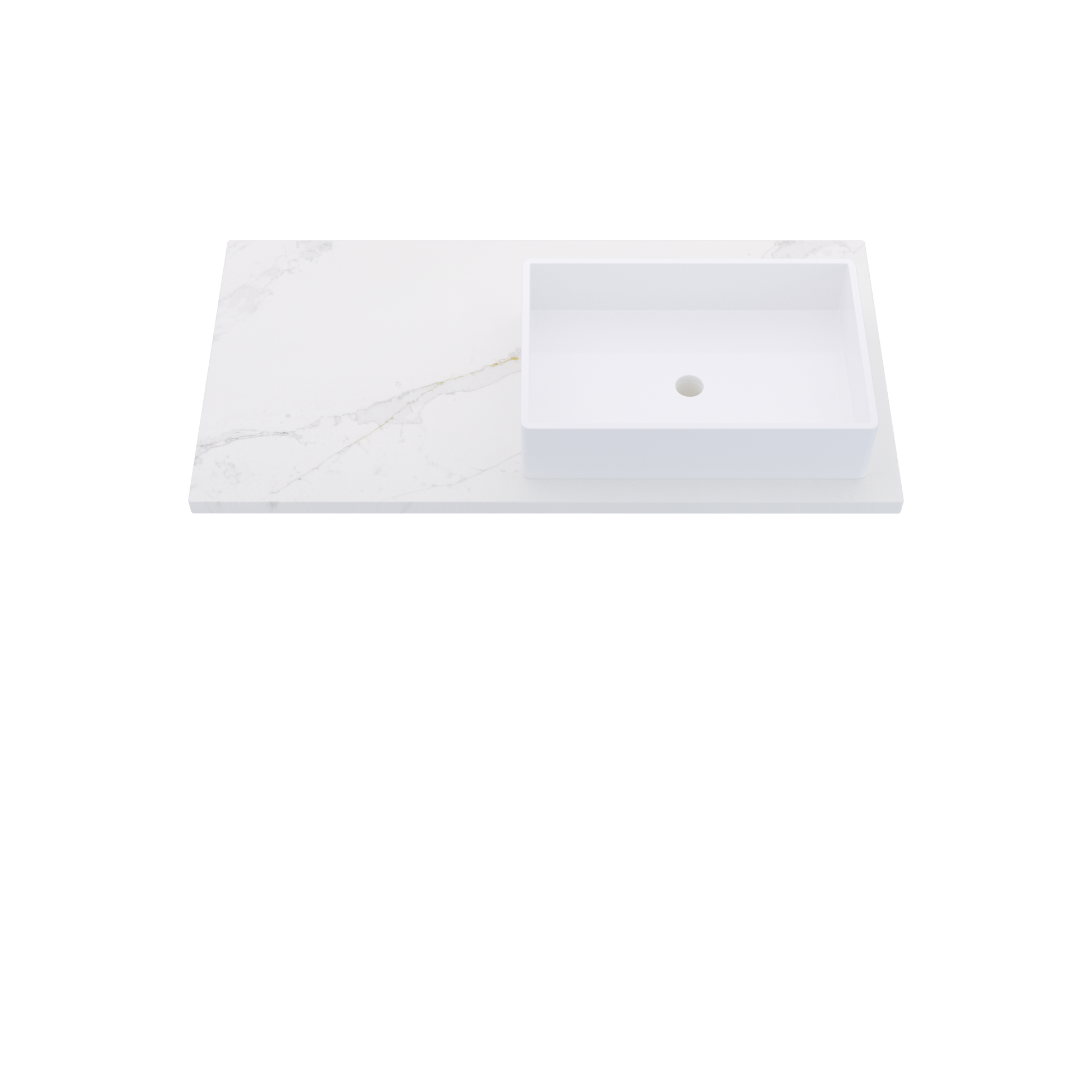 43" Vanderloc Silestone® Quartz Bathroom Vanity Top | Single Vigo Sink | Offset in Et Calacatta Gold
