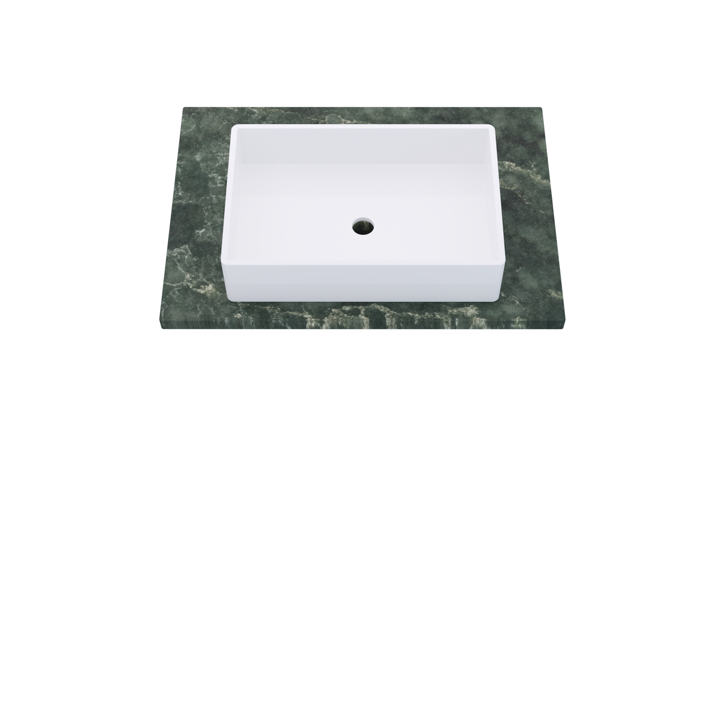 31" Vanderloc Silestone® Quartz Bathroom Vanity Top | Single Vigo Sink | Centered in Jardin Emerald
