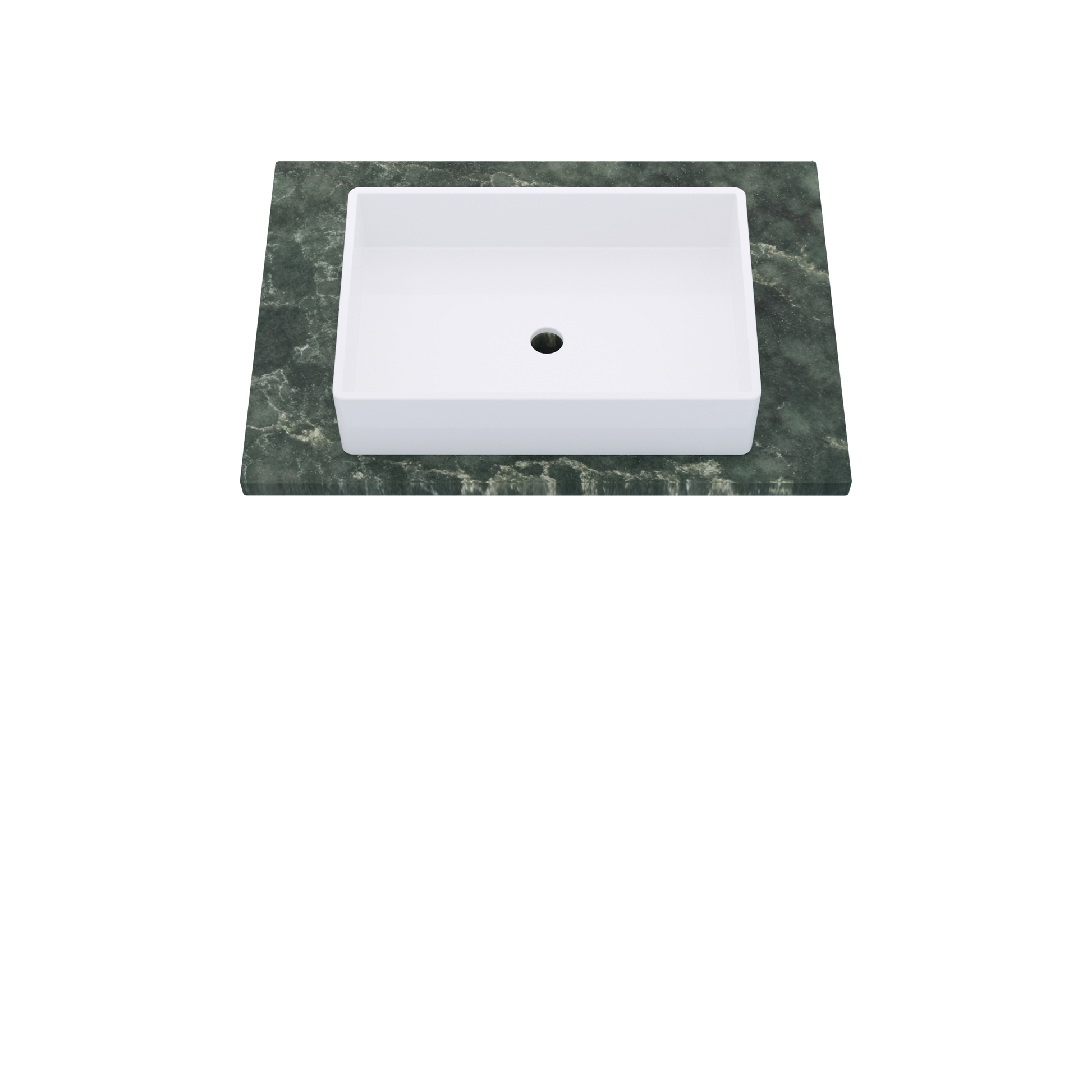 31" Vanderloc Silestone® Quartz Bathroom Vanity Top | Single Vigo Sink | Centered in Jardin Emerald