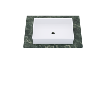 31" Vanderloc Silestone® Quartz Bathroom Vanity Top | Single Vigo Sink | Centered in Jardin Emerald