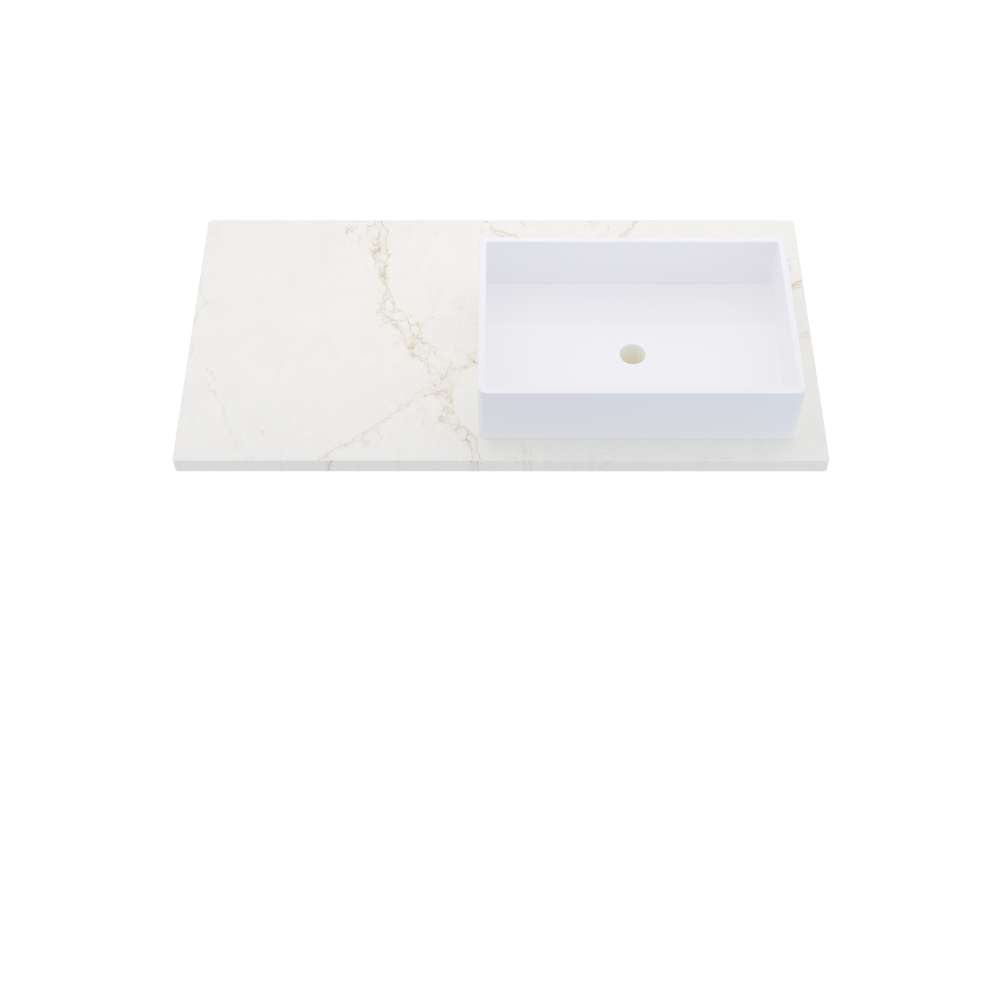 43" Vanderloc Silestone® Quartz Bathroom Vanity Top | Single Vigo Sink | Offset in Blanc Elysee