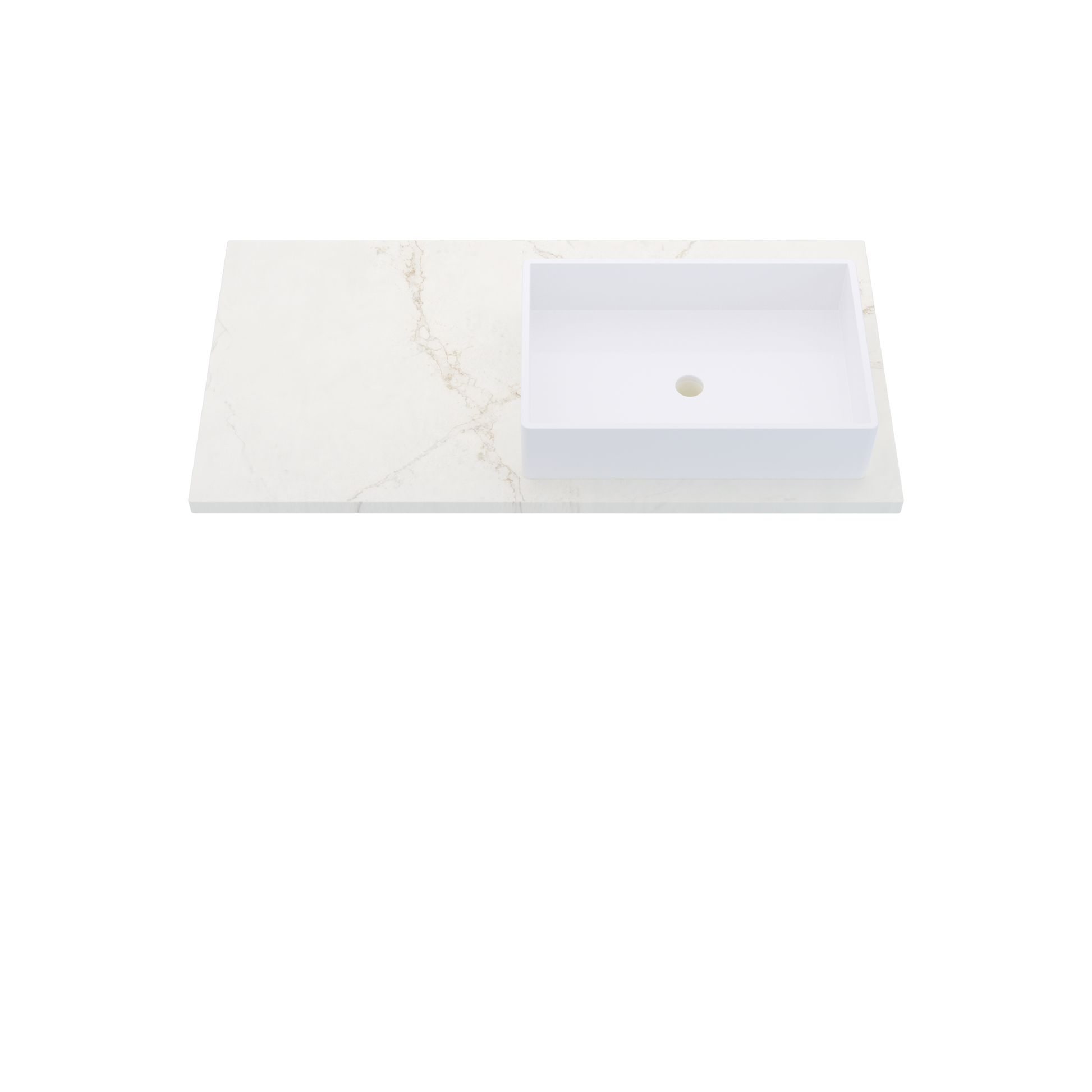 43" Vanderloc Silestone® Quartz Bathroom Vanity Top | Single Vigo Sink | Offset in Blanc Elysee