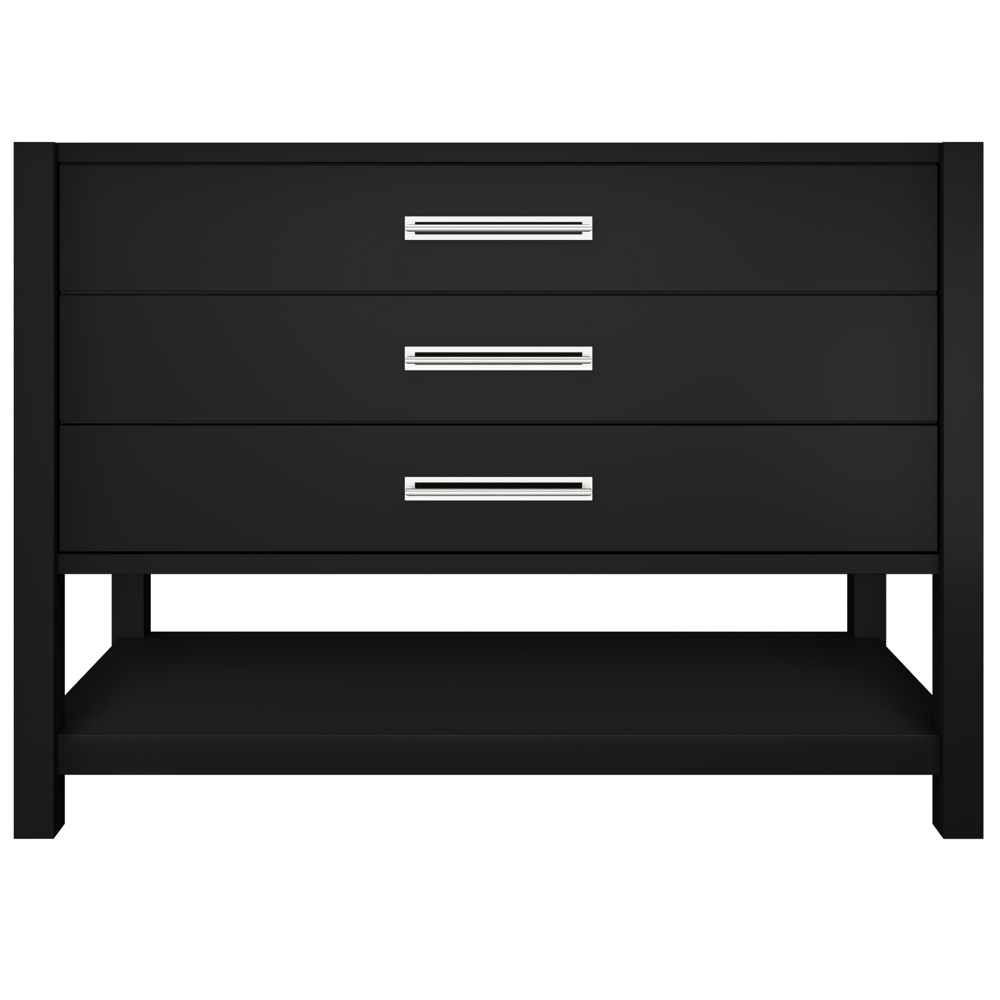 Kiawah 3-Drawer Single Bath Vanity 48in Noir Polished Chrome