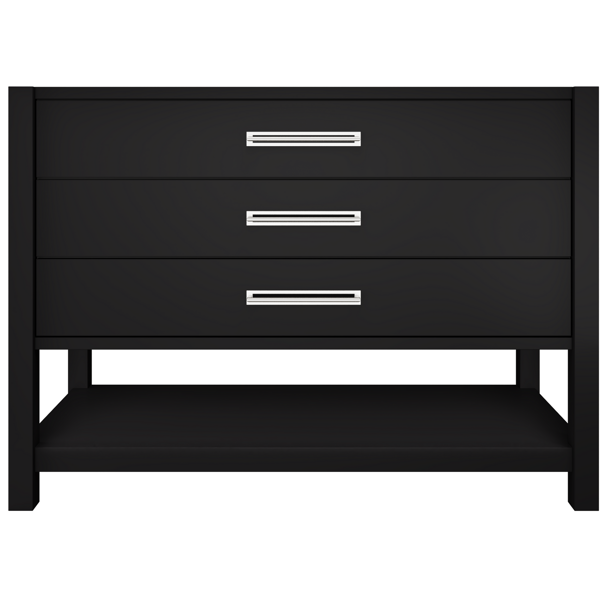 Kiawah 3-Drawer Single Bath Vanity 48in Noir Polished Chrome